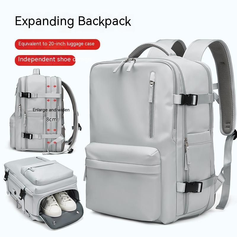 Erweiterbarer Reiserucksack mit Schuhfach – erweiterbar auf 28 cm Tiefe