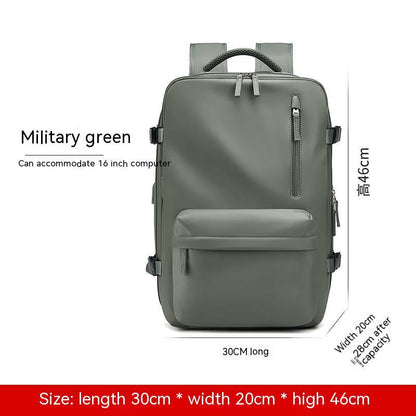 Erweiterbarer Rucksack Militärgrün – 30x20x46 cm, Laptopfach 16 Zoll