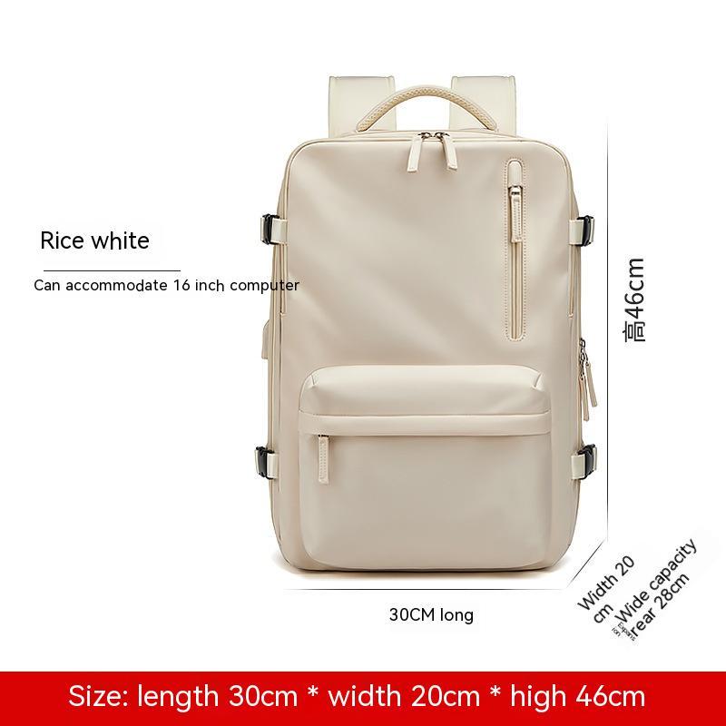 Erweiterbarer Rucksack Cremeweiß – 30x20x46 cm, Laptopfach 16 Zoll