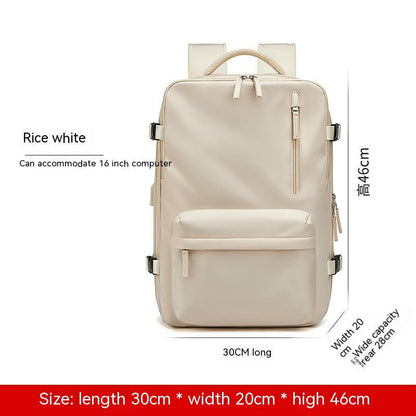 Erweiterbarer Rucksack Cremeweiß – 30x20x46 cm, Laptopfach 16 Zoll