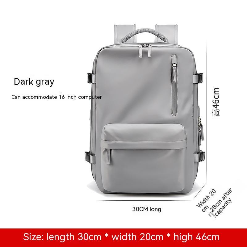 Erweiterbarer Rucksack Dunkelgrau – 30x20x46 cm, Laptopfach 16 Zoll
