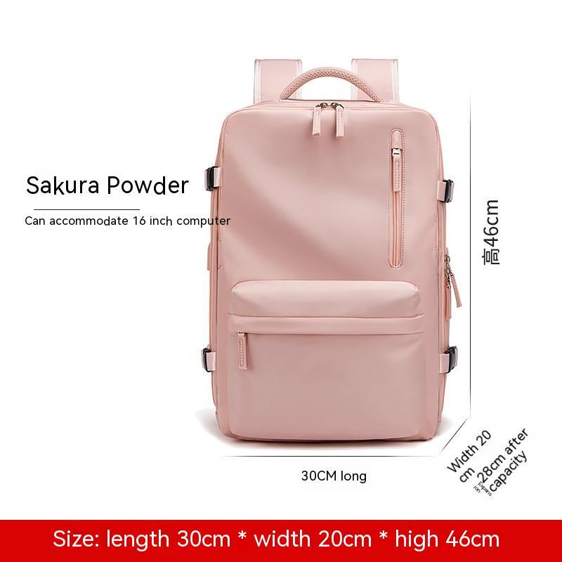 Erweiterbarer Rucksack Rosa – 30x20x46 cm, Laptopfach 16 Zoll