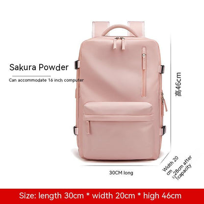 Erweiterbarer Rucksack Rosa – 30x20x46 cm, Laptopfach 16 Zoll